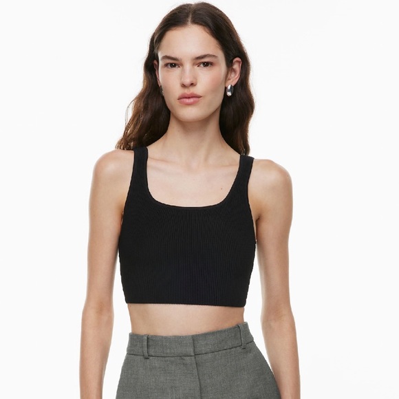 Babaton Tops - Babaton Black Sculpt Knit Square Neck Cropped Tank Size Medium Aritzia